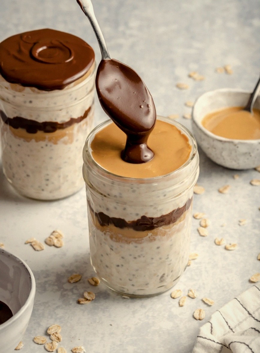 Peanut Butter + Chocolate Overnight Oats