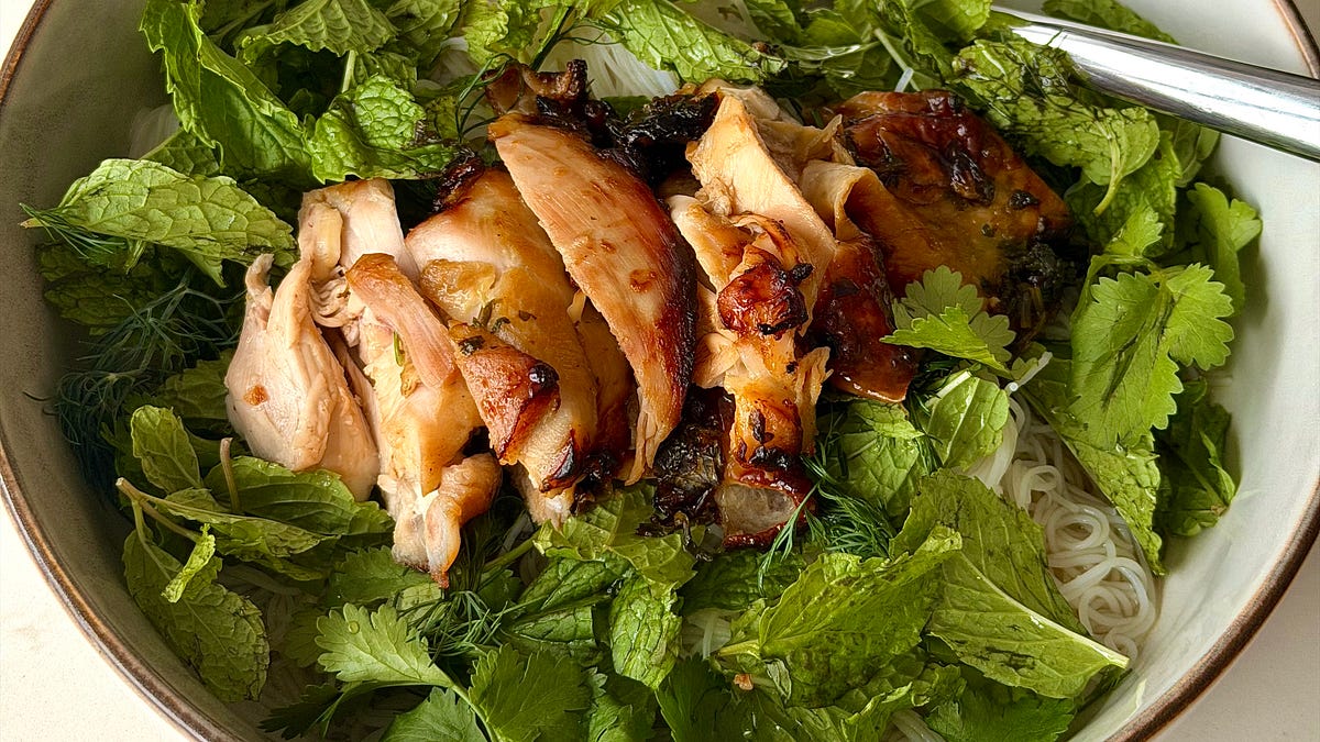 Thai Chicken with Fresh Herbs + Brothy Noodles